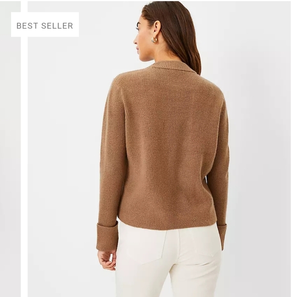 Ann Taylor Faux suede mixed media sweater Large - Picture 2 of 3